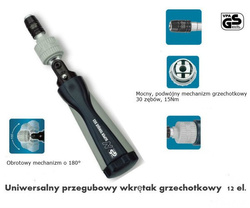 Wkrętak grzechotkowy przegubowy 12-el. 1/4" 
