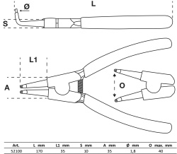  Zestaw szczypiec do pierścieni Seegera 175 mm 4 szt.