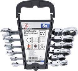 Zestaw kluczy płasko-oczkowych z grzechotką calowe