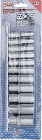 Zestaw nasadek dwunastokątnych, głębokich | 10 mm (3/8") | calowe | 11 szt.