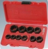 Zestaw nasadek do uszkodzonych śrub, nakrętek 10 szt. KS Tools