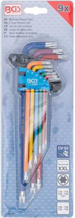 Zestaw kluczy kątowych wielokolorowe bardzo długie Torx T10 - T50