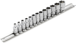 Zestaw nasadek 1/4" metrycznych 4-14 mm na szynie