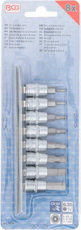 Zestaw nasadek 1/4" gniazdo sześciokątne z otworem 2 - 7 mm