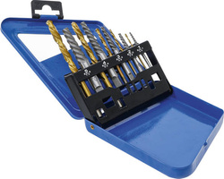 Zestaw wykrętaków i wierteł lewych HSS