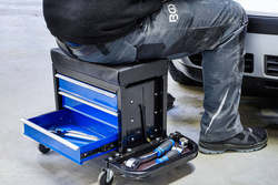 Taboret warsztatowy na rolkach z 3 szufladami