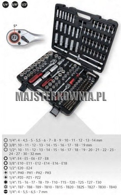 Zestaw kluczy nasadowych 195 elementów KS Tools 917.0795
