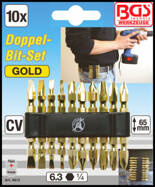 Zestaw bitów kolor złoty napęd 6,3 mm 1/4" 10 szt.