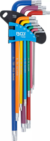Zestaw kluczy kątowych wielokolorowe bardzo długie Torx T10 - T50