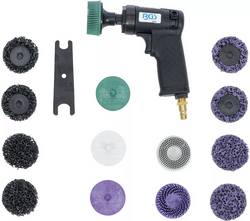 Szlifierka pneumatyczna pistoletowa dla lakiernika i tarcze szczotkowe zestaw