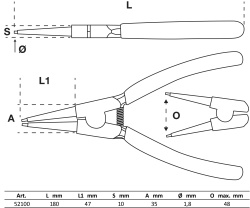  Zestaw szczypiec do pierścieni Seegera 175 mm 4 szt.