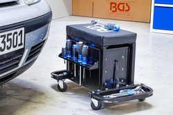 Taboret warsztatowy na rolkach z 3 szufladami